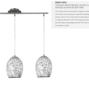 Lustra design modern Crackle 3L alb mozaic 8069-3WH SRT - Img 5