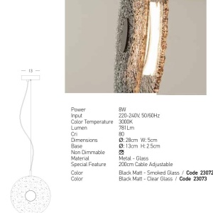 Lustra design modern LED DECO negru/ gri fumuriu 232217 universul-luminii.ro