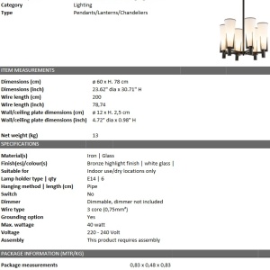 Lustra dimabila suspendata design elegant LUX Dino, bronz 115764 HZ 197957 universul-luminii.ro