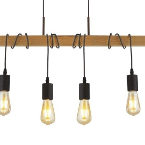 Lustra din lemn cu 4 pendule design rustic Woody 112677 universul-luminii.ro