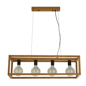 Lustra din lemn design rustic industrial Square 4L 111977 universul-luminii.ro