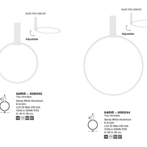 Lustra LED aplicata ajustabila GARVE alba 30W - Img 5