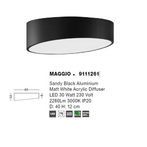 Lustra LED aplicata design modern 40cm MAGGIO negru NVL-9111261 - Img 3