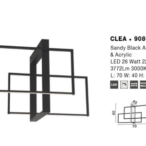 Lustra LED aplicata design modern CLEA negru 26W - Img 2