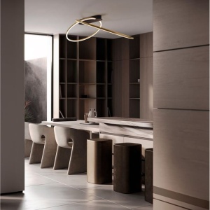 Lustra LED aplicata design modern minimalist KIKLOS auriu/negru - Img 2