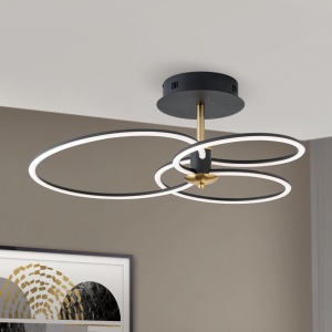 Lustra LED aplicata stil minimalist CHARLOTTE negru/auriu - Img 1