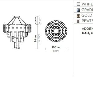 Lustra LED Art Deco de dimensiuni mari, realizata manual LA LOLLO 4XL PEWTER - Img 3