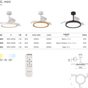 Lustra LED CCT cu ventilator si telecomanda MISTRAL Mini alb MA-8829 172297 universul-luminii.ro