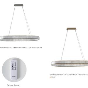 Lustra LED CCT suspendata cu telecomanda SPARKING crom - Img 3