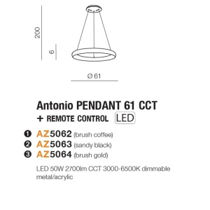Lustra LED cu telecomanda design circular ANTONIO 61 CCT BK 120207 universul-luminii.ro