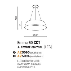 Lustra LED cu telecomanda design circular EMMA 60 CCT BK 120387 universul-luminii.ro