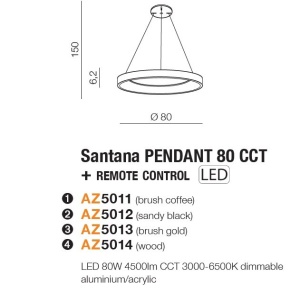 Lustra LED cu telecomanda design circular SANTANA 80 CCT BK 120057 universul-luminii.ro