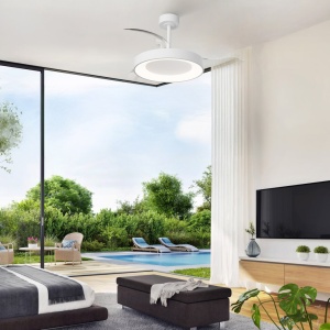Lustra LED cu ventilator palete retractabile NISEKO M alb