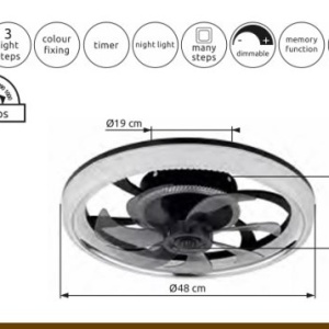 Lustra LED cu ventilator si telecomanda CIRILLA 03644 GL 247057 universul-luminii.ro