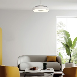 Lustra LED cu Ventilator si telecomanda COIN alb 139167 universul-luminii.ro