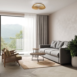 Lustra LED cu Ventilator si telecomanda HIMALAYA Mini lemn 139687 universul-luminii.ro