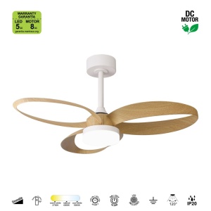 Lustra LED cu ventilator si telecomanda INFINITY alb/lemn - Img 6
