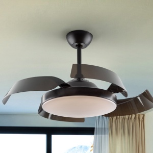 Lustra LED cu Ventilator si telecomanda, lame retractabile Enzo negru 141507 universul-luminii.ro