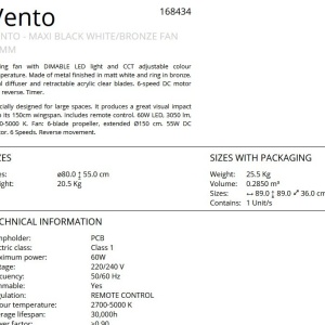 Lustra LED cu Ventilator si telecomanda, lame retractabile Vento alb/ bronz 150007 universul-luminii.ro