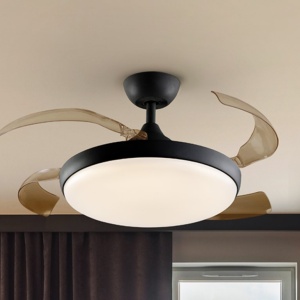 Lustra LED cu Ventilator si telecomanda, lame retractabile Venturi negru 181057 universul-luminii.ro