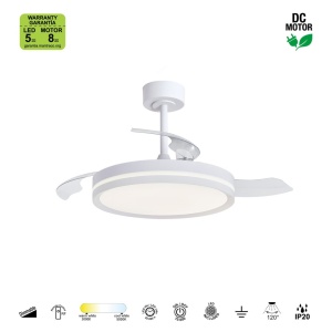 Lustra LED cu ventilator si telecomanda LUNA alba - Img 5