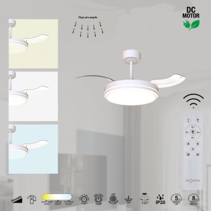 Lustra LED cu ventilator si telecomanda LUNA S alba - Img 6