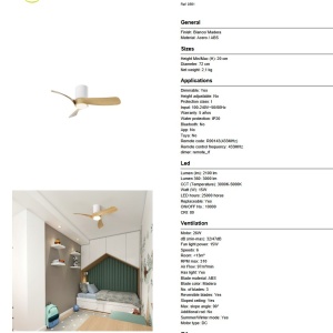 Lustra LED cu Ventilator si telecomanda NEMO II XS alb/lemn - Img 10