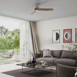 Lustra LED cu Ventilator si telecomanda NEMO M alb/lemn - Img 3