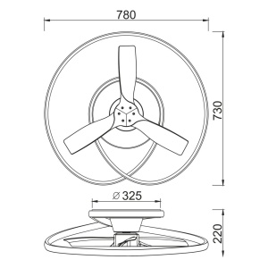 Lustra LED cu Ventilator si telecomanda OCEAN negru/lemn 222987 universul-luminii.ro