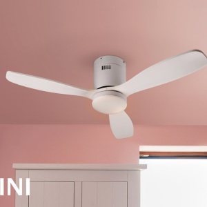 Lustra LED cu Ventilator si telecomanda Siroco MINI alb 130757 universul-luminii.ro
