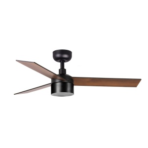 Lustra LED cu Ventilator tavan cu telecomanda RUDDER TEK 3 S negru/nuc 4000K