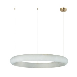 Lustra LED, Design Circular, 64cm, ALABASTER- BRONZE, ZB-2544