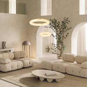 Lustra LED, Design Circular, 64cm, ALABASTER- BRONZE, ZB-2544 170007 universul-luminii.ro