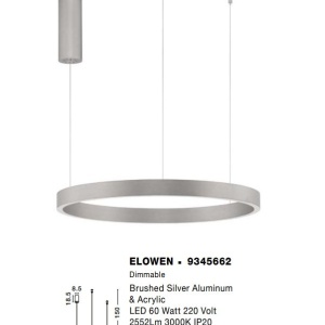 Lustra LED design circular cu iluminat sus si jos ELOWEN argintiu, diametru 60cm - Img 5