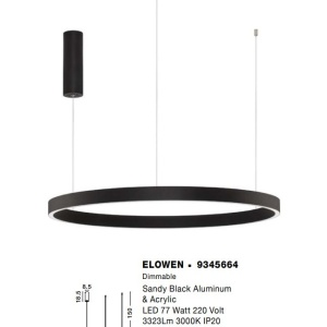 Lustra LED design circular cu iluminat sus si jos ELOWEN negru, diametru 80cm 121717 universul-luminii.ro