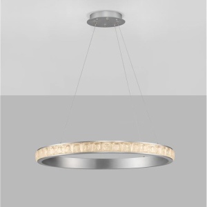 Lustra LED design circular, Otel, Argintiu, Cristal K9, ETEKEN NVL-9501215 170697 universul-luminii.ro