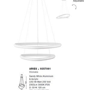Lustra LED design modern circular ajustabil ARIES alba NVL-9357061 - Img 3