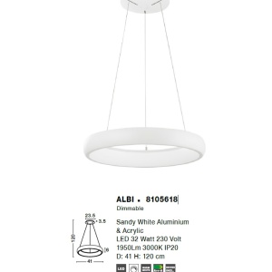 Lustra LED design modern circular ALBI 32W alba NVL-8105618 76167 universul-luminii.ro