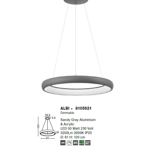 Lustra LED design modern circular ALBI 51W gri NVL-8105621 - Img 3