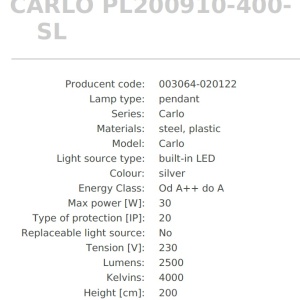 Lustra LED design modern circular CARLO argintiu, diametru 40cm - Img 2