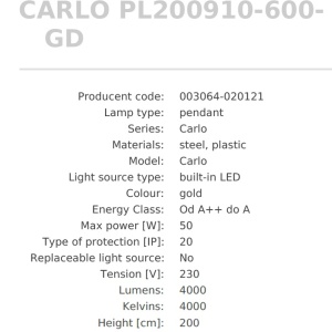 Lustra LED design modern circular CARLO auriu, diametru 60cm - Img 2