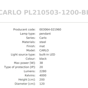 Lustra LED design modern circular CARLO negru mat, diametru 120cm - Img 3