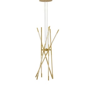 Lustra LED design modern cu brate reglabile si telecomanda RACCIO auriu 75627 universul-luminii.ro