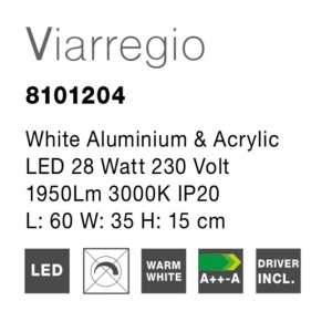 Lustra LED design modern Viarregio alb 60247 universul-luminii.ro