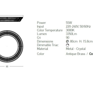 Lustra LED dimabila aplicata design elegant Luxury D-80cm - Img 4