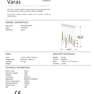 Lustra LED dimabila cu telecomanda design modern Varas alb/auriu SV-373437D 75237 universul-luminii.ro