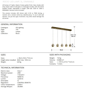 Lustra LED dimabila cu telecomanda ROCIO, auriu SV-783627D 71897 universul-luminii.ro