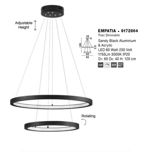 Lustra LED dimabila design circular EMPATIA D-60cm - Img 2