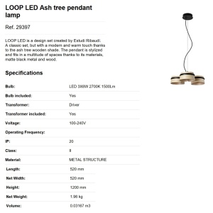 Lustra LED dimabila design deosebit LOOP frasin 29397 86777 universul-luminii.ro