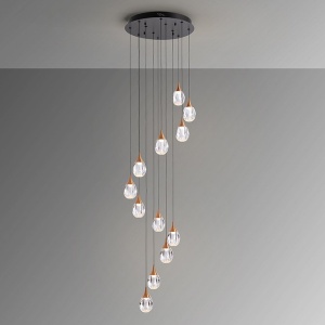 Lustra LED dimabila design modern Corina 12L negru/cupru 72127 universul-luminii.ro